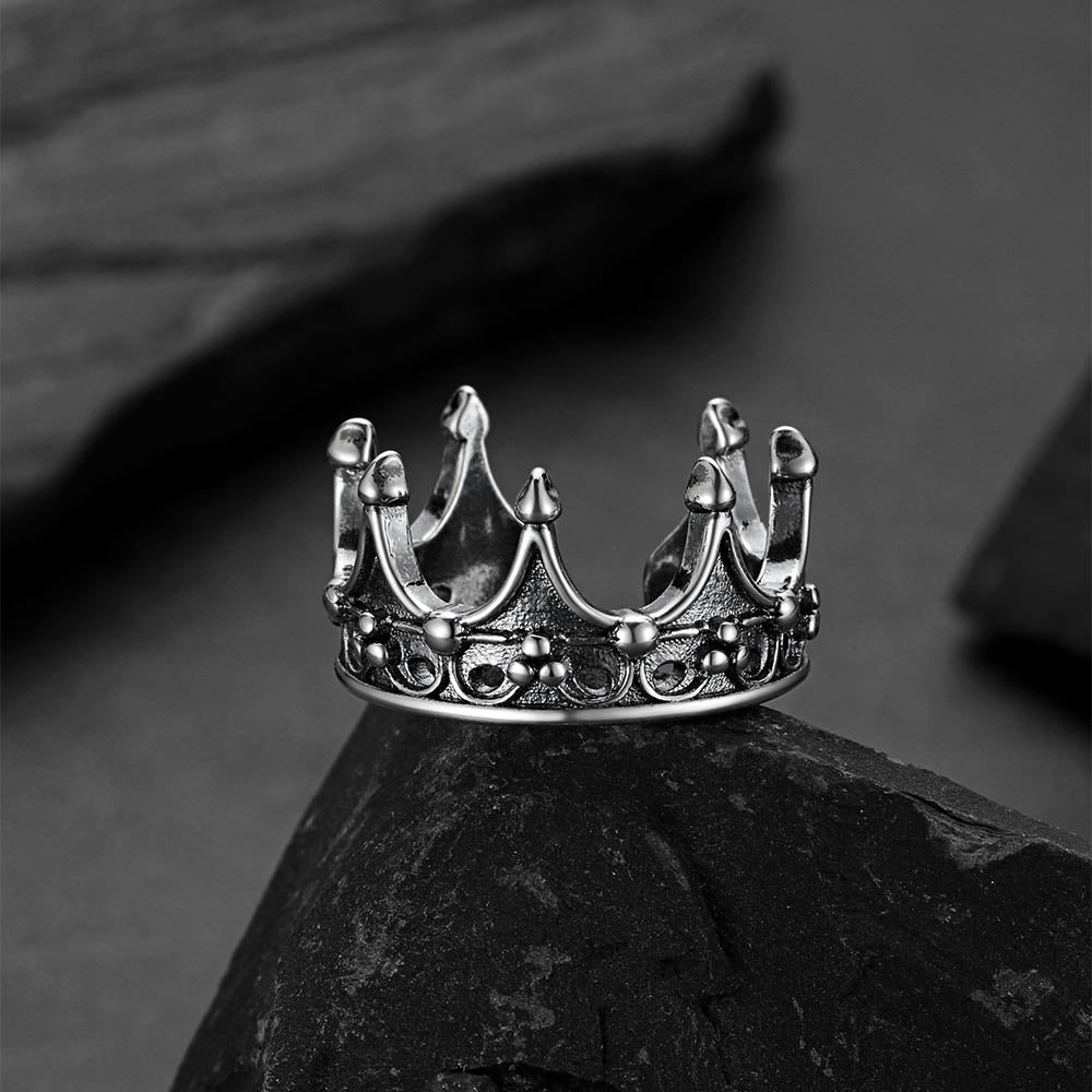 Crown Cross Open Adjustable Ring for