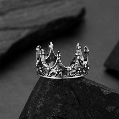 Crown Cross Open Adjustable Ring for