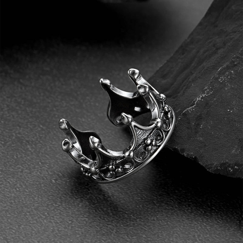 Crown Cross Open Adjustable Ring for