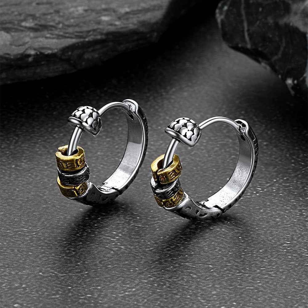 Circle Tang Grass Pattern Hoop Earrings for