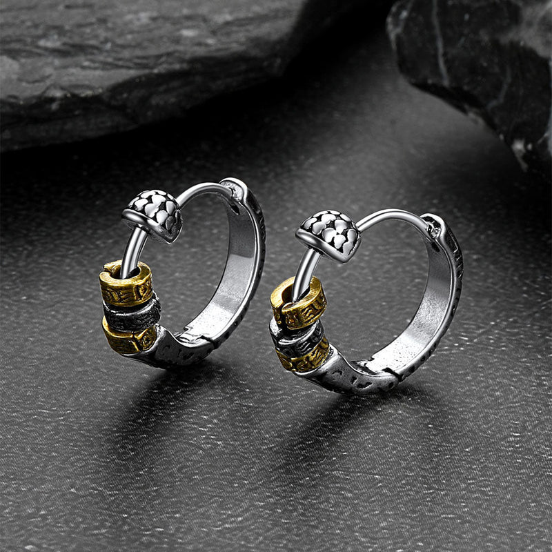 Circle Tang Grass Pattern Hoop Earrings for