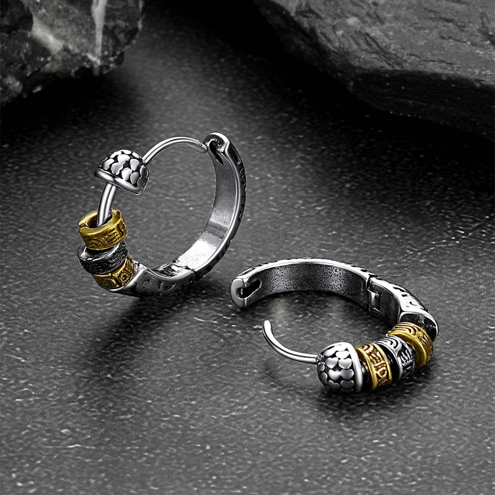 Circle Tang Grass Pattern Hoop Earrings for