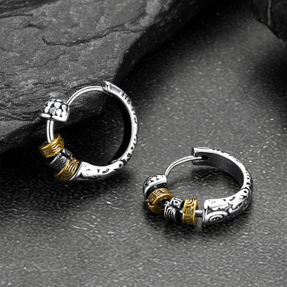 Circle Tang Grass Pattern Hoop Earrings for