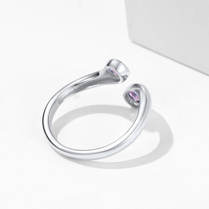 925 Sterling Silver Birthstone Adjustable Ring Toi Et Moi Promise Ring for Her