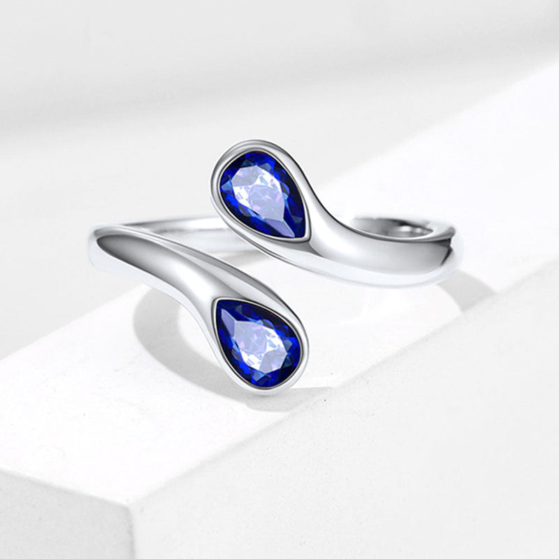 925 Sterling Silver Birthstone Adjustable Ring Toi Et Moi Promise Ring for Her