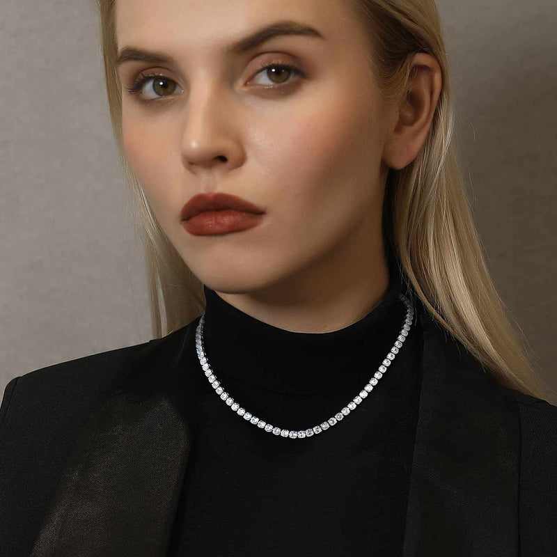 Cz Diamond Cut Tennis Chain Necklace for