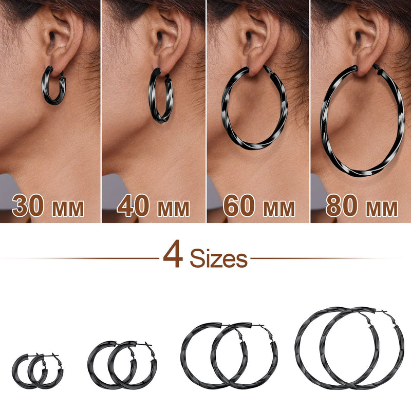 Thick Hoops Loop Earrings for 30/40/60/80mm