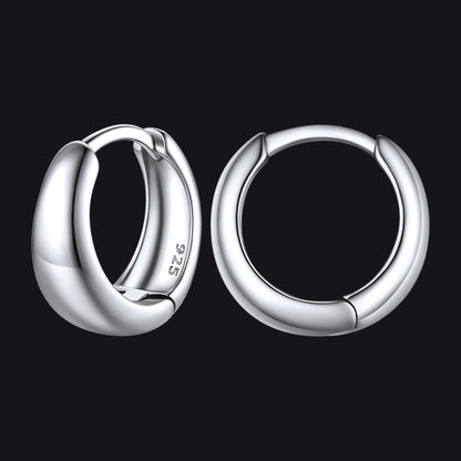 Simple Sterling Silver Thick Huggie Hoop Earrings for