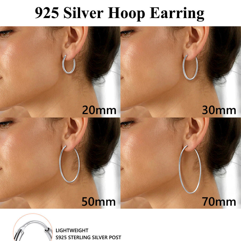 Sterling Silver Thin Hoop Earrings for