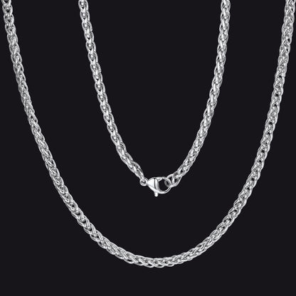 Spiga Wheat Chain Stainless Steel Link Necklace for