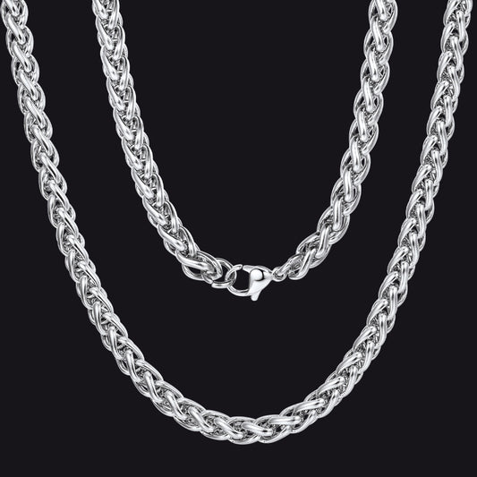 Spiga Wheat Chain Stainless Steel Link Necklace for