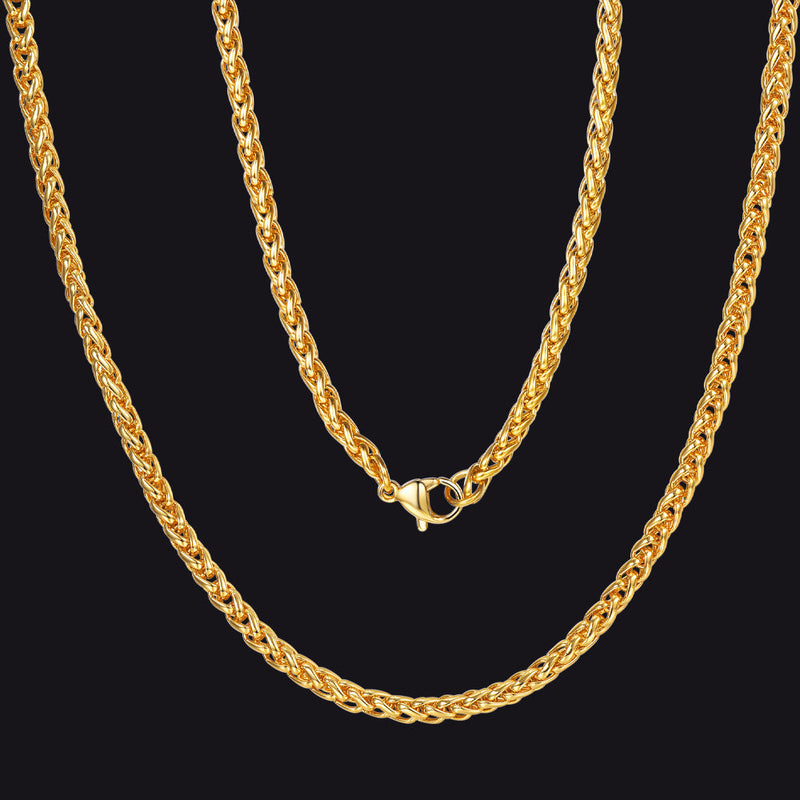 Spiga Wheat Chain Stainless Steel Link Necklace for