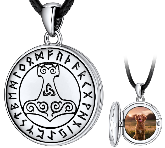 Viking Thor's Hammer Personalised Photo Locket Necklace for