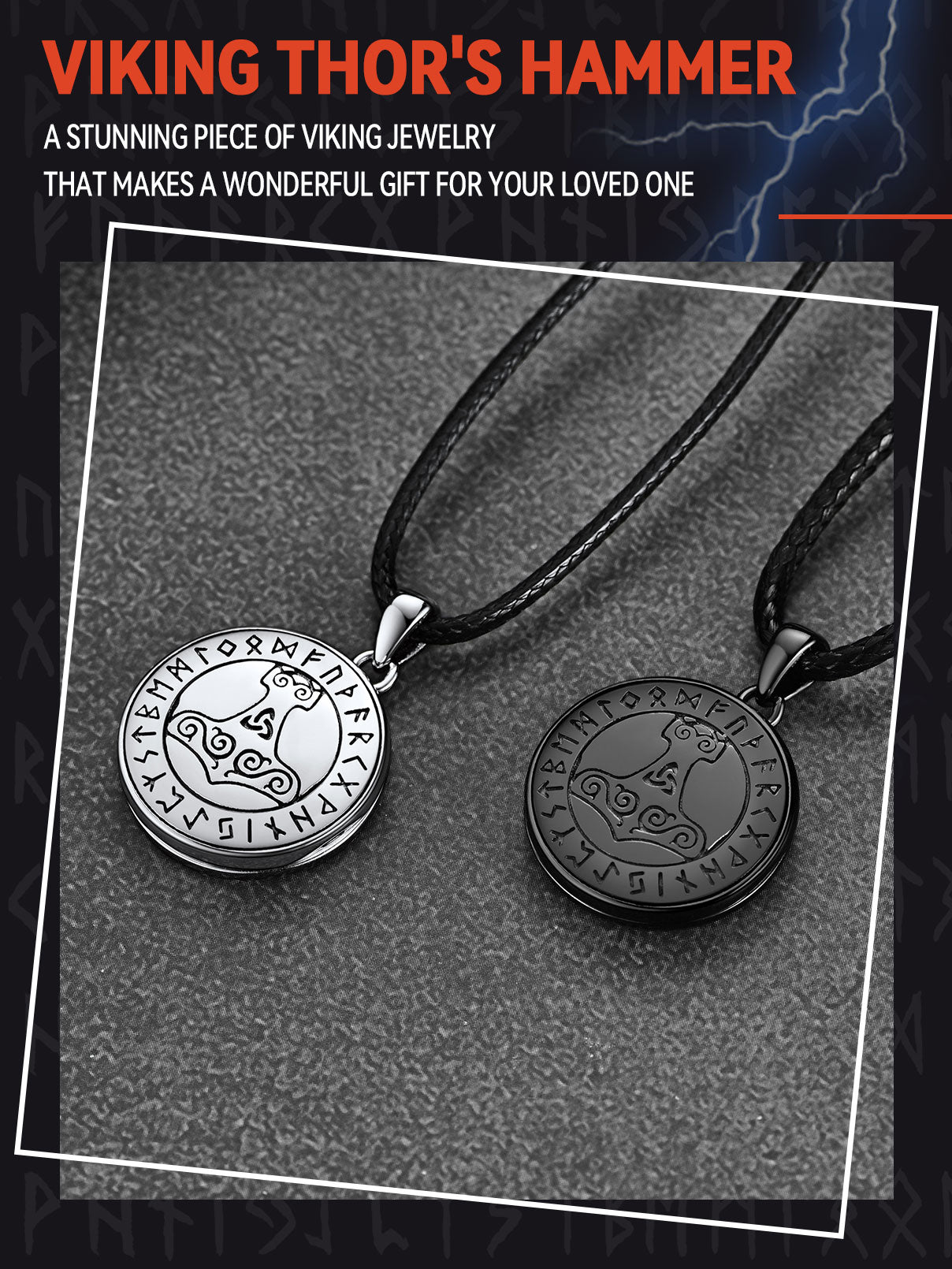 Viking Thor's Hammer Personalised Photo Locket Necklace for