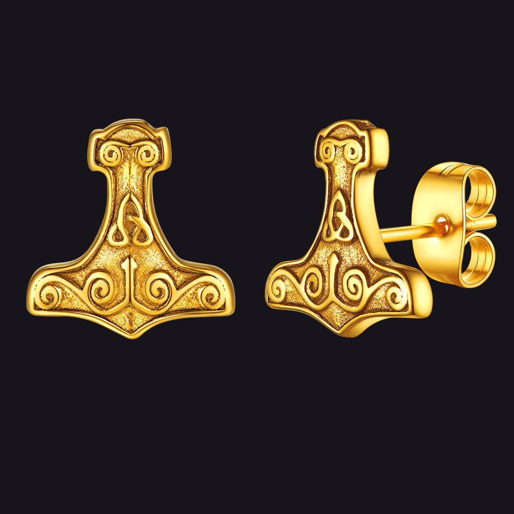Viking Thor's Hammer Stud Earrings Amulet Jewelry for