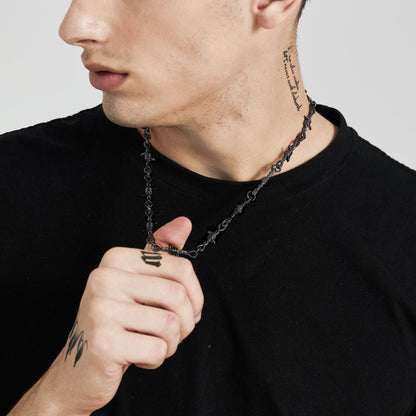 Gothic Thorn Barb Wire Chain Link Necklace Birthday Gift for