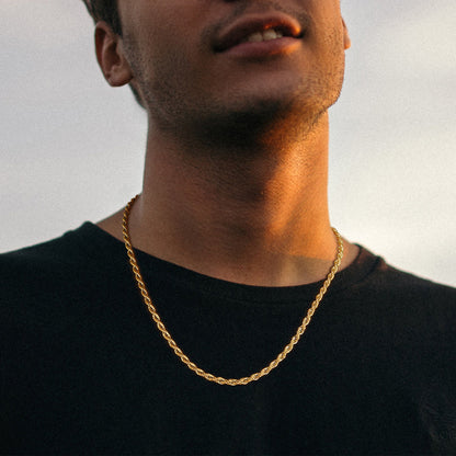Twisted Rope Chain Stainless Steel Link Necklace for