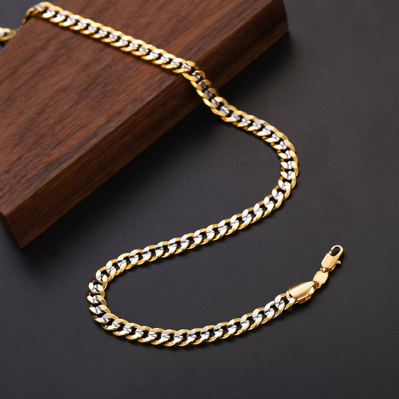 Two-tone Cuban Chain Necklace for , 6mm/10mm Width