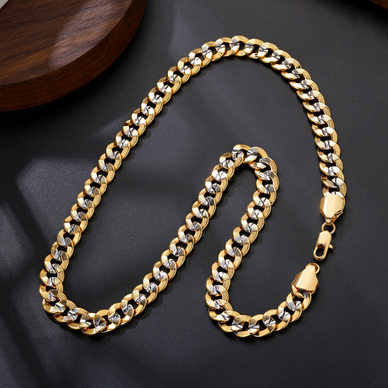 Two-tone Cuban Chain Necklace for , 6mm/10mm Width