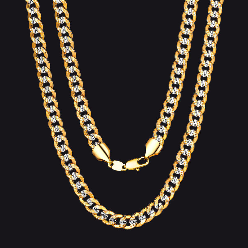 Two-tone Cuban Chain Necklace for , 6mm/10mm Width
