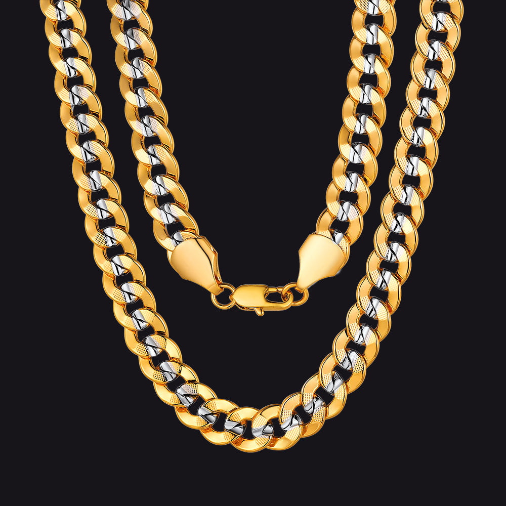 Two-tone Cuban Chain Necklace for , 6mm/10mm Width