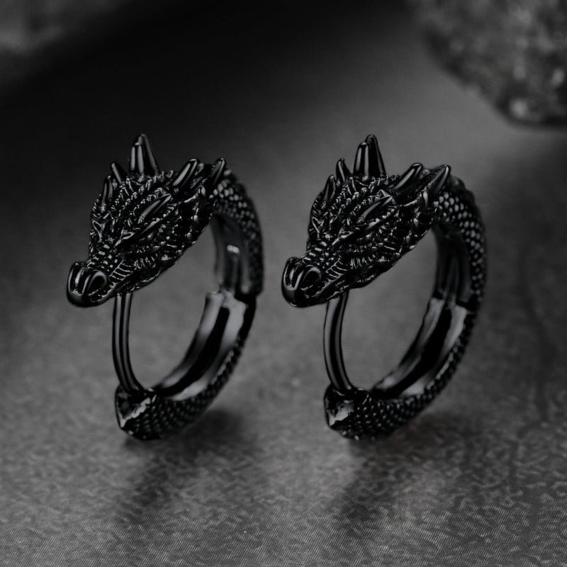 Punk Small Dragon Hoop Earrings for