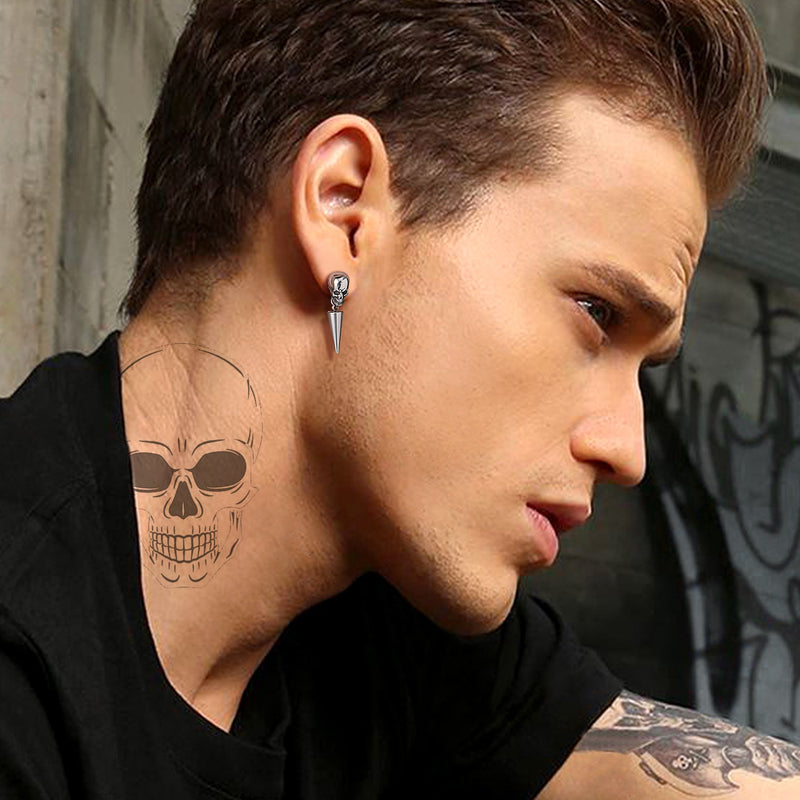 Flash Punk Spike Skull Earrings for