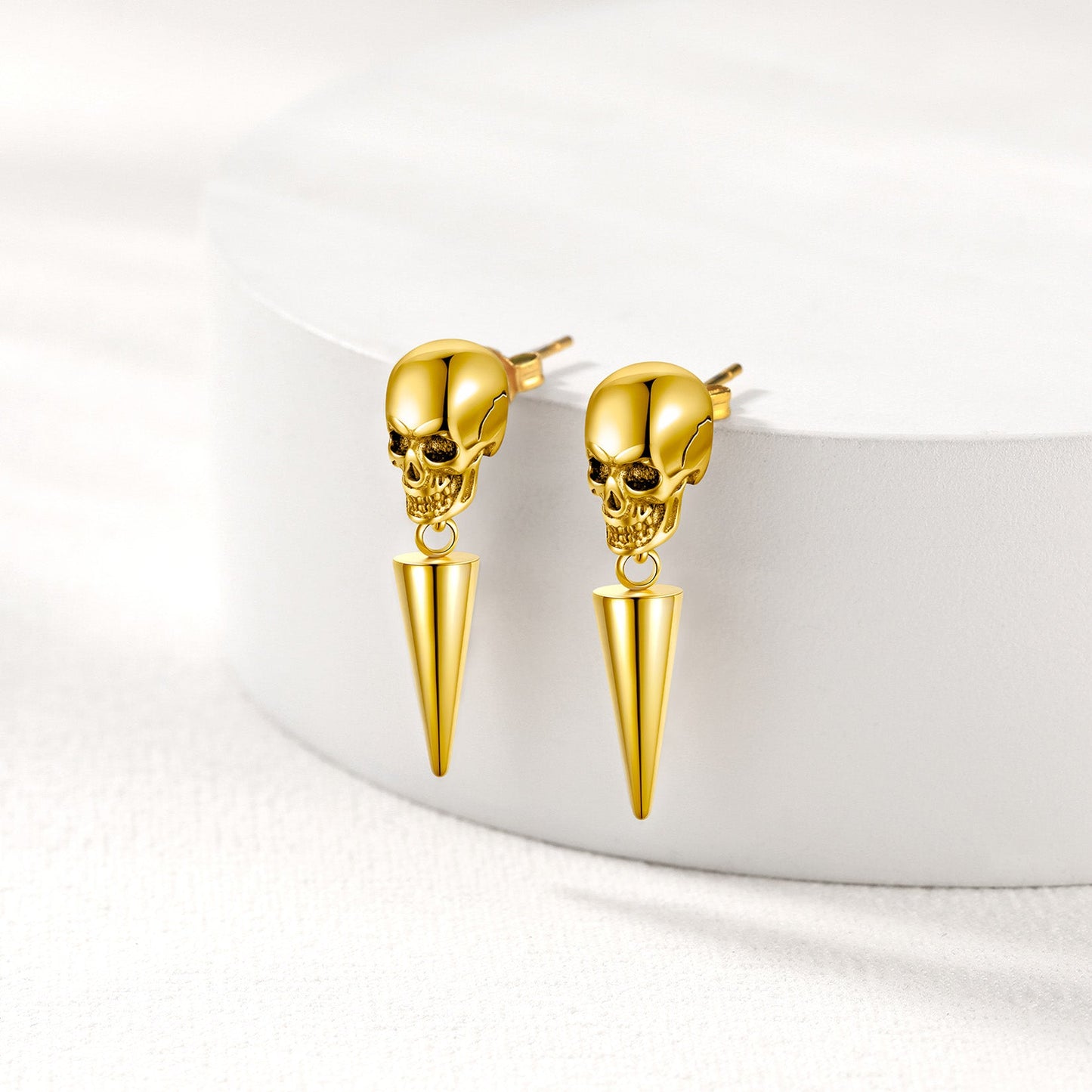 Flash Punk Spike Skull Earrings for