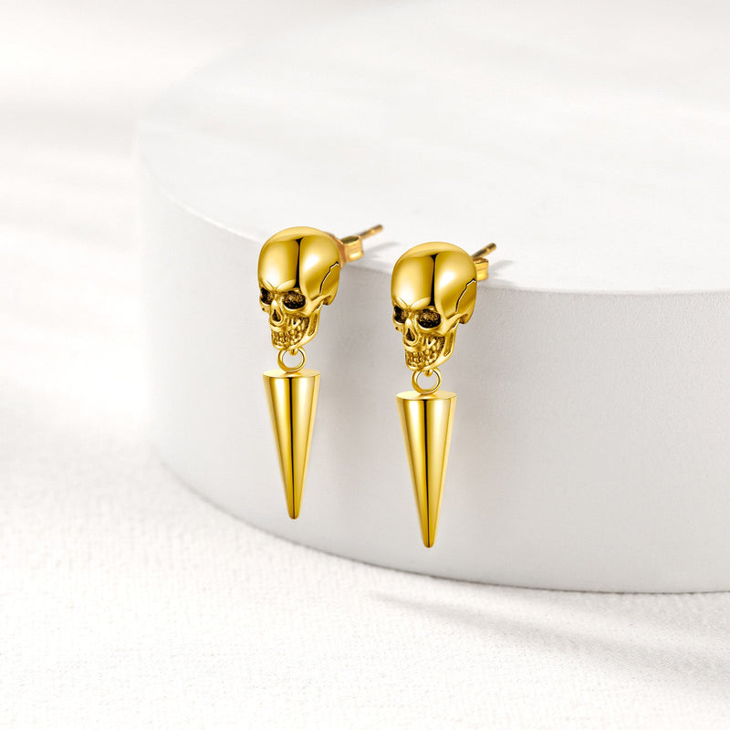 Flash Punk Spike Skull Earrings for