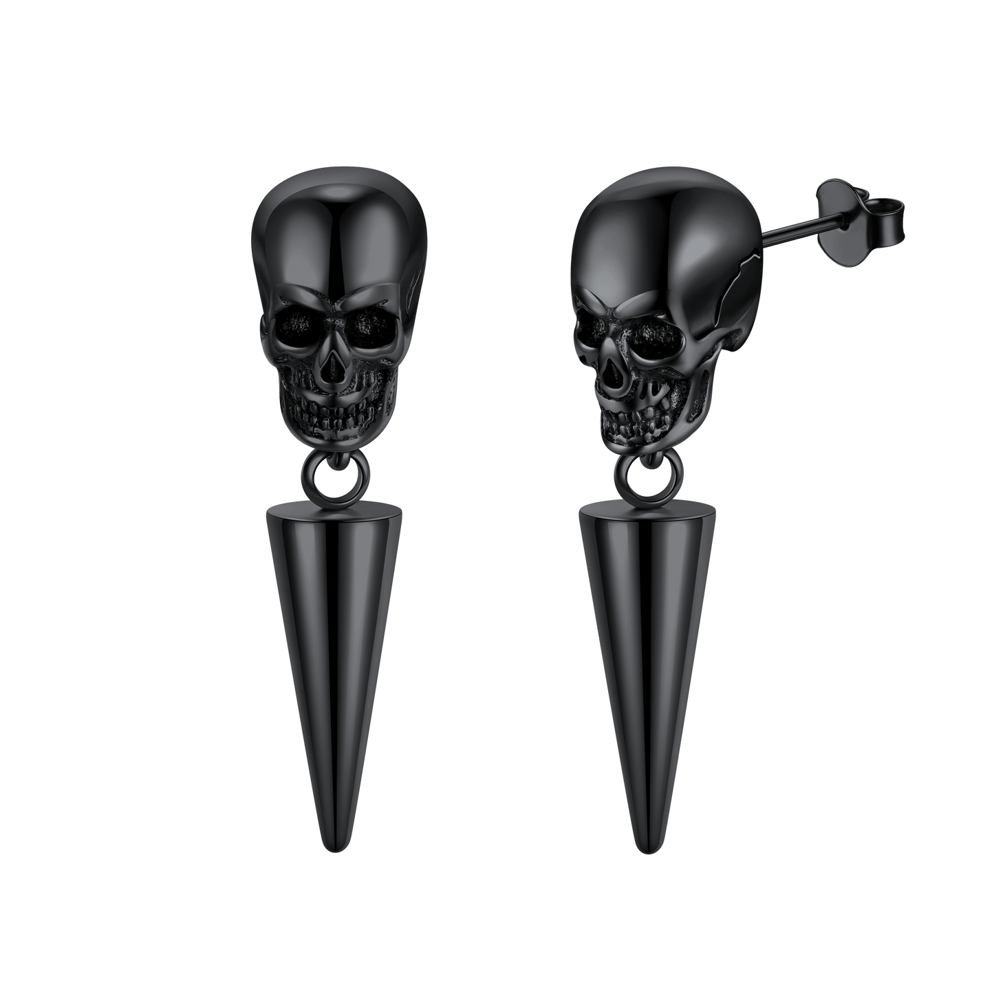 Flash Punk Spike Skull Earrings for
