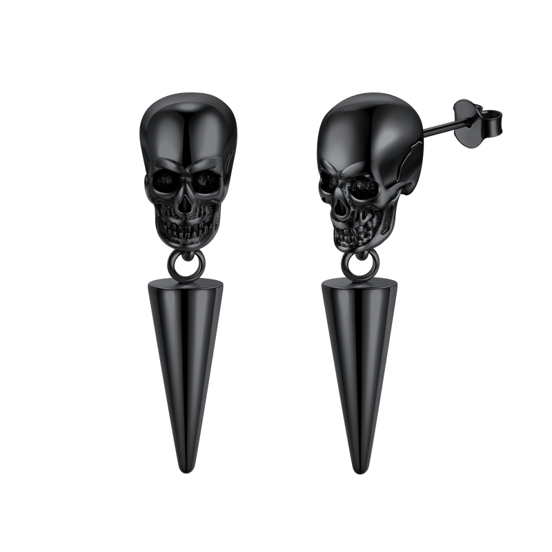 Flash Punk Spike Skull Earrings for