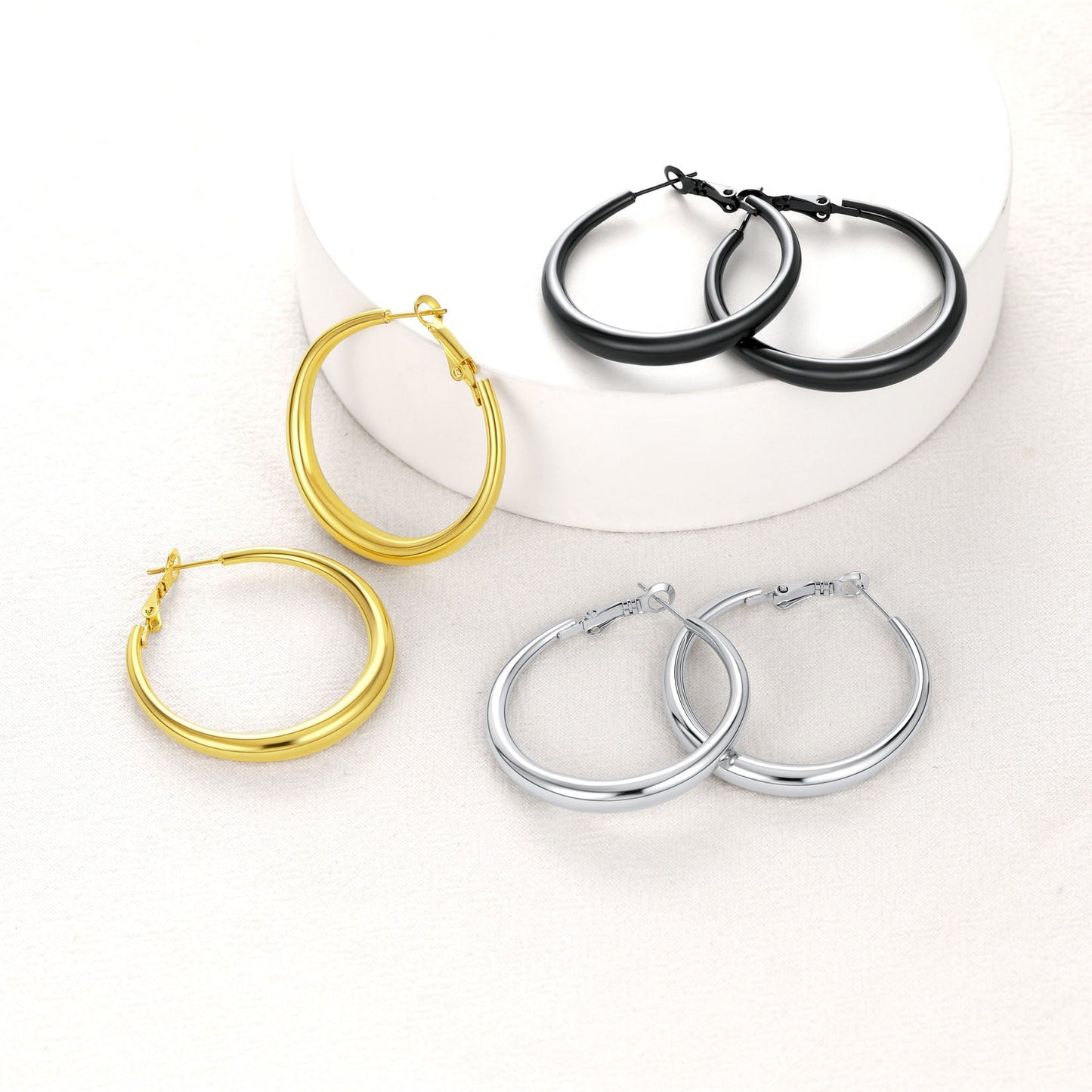 40/60/80mm Simple Thin Hoop Earrings for