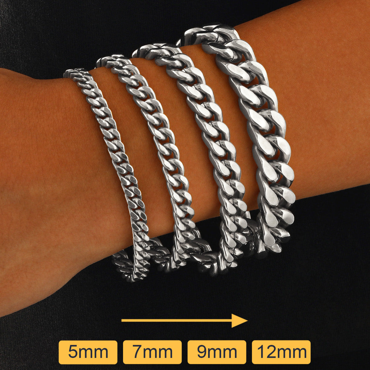 Miami Cuban Chain Bracelet 5/7/9/12mm Width Birthday Gift for