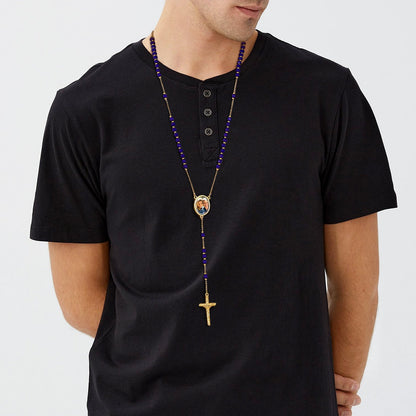 Personalized Photo Rosary Beads Cross Necklace With Picture for