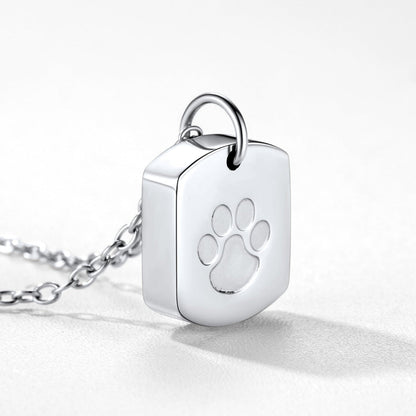 Custom Cremation Pet Feet Urn Dog Tag Necklace for Ashes