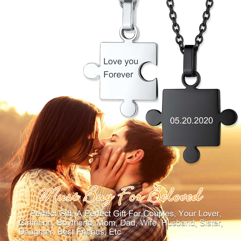 Custom Puzzle Matching Necklaces for Couple Mom Daughter 2pcs