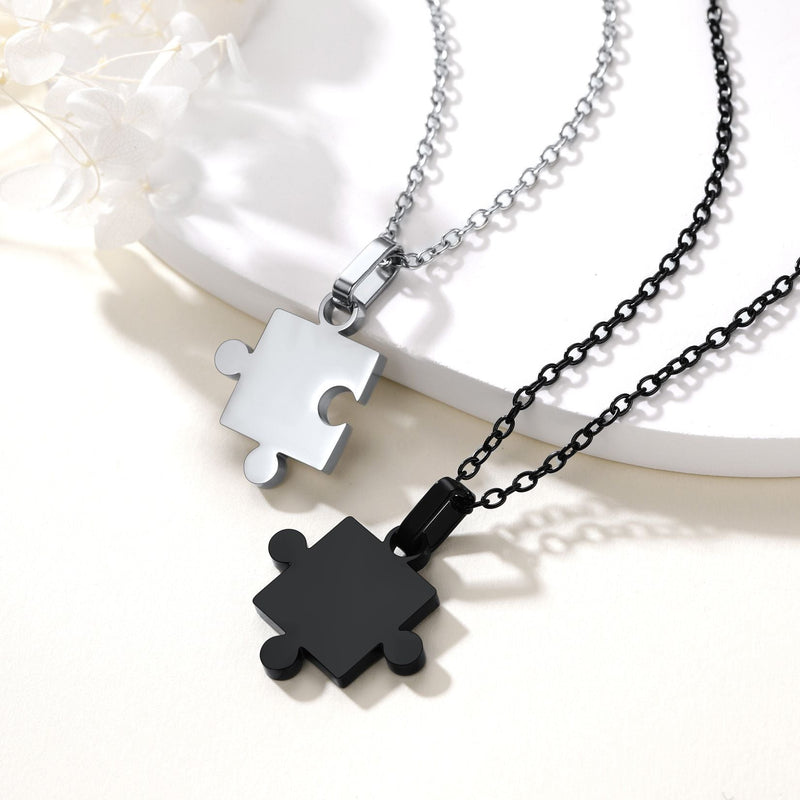 Custom Puzzle Matching Necklaces for Couple Mom Daughter 2pcs