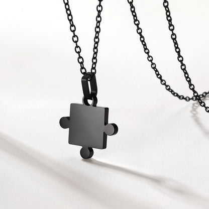 Custom Puzzle Matching Necklaces for Couple Mom Daughter 2pcs