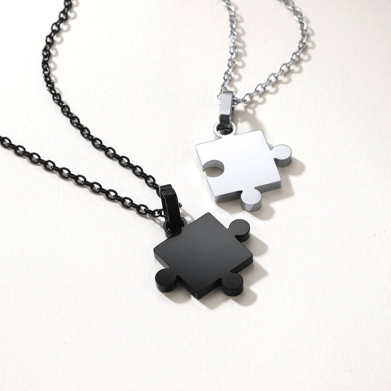Custom Puzzle Matching Necklaces for Couple Mom Daughter 2pcs