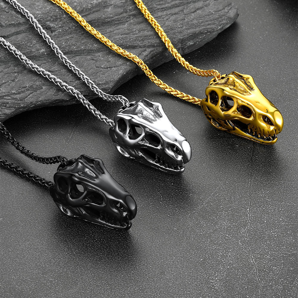 T-rex Dinosaur Skull Head Necklace Pendant for