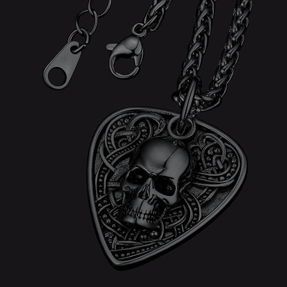 Punk Skull Guitar Pick Pendant Necklace for