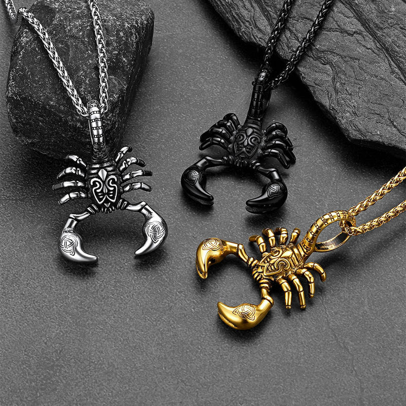 Celtic Knot Scorpion Pendant Necklace for