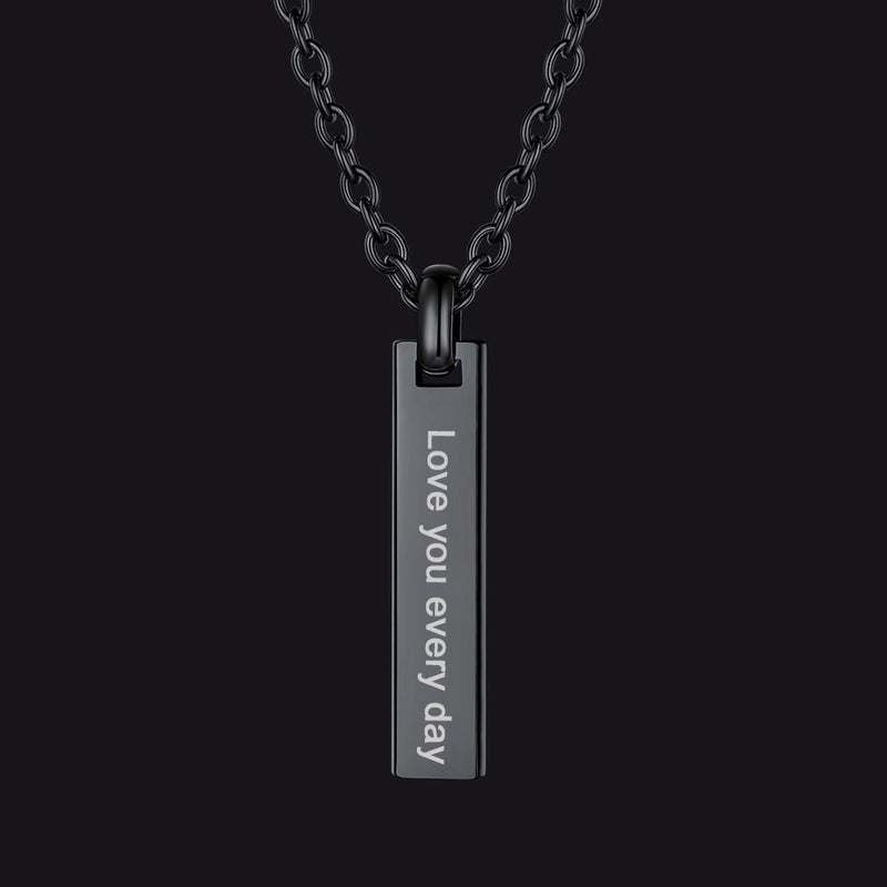 Custom Minimalist Engraved Vertical Bar Necklace for