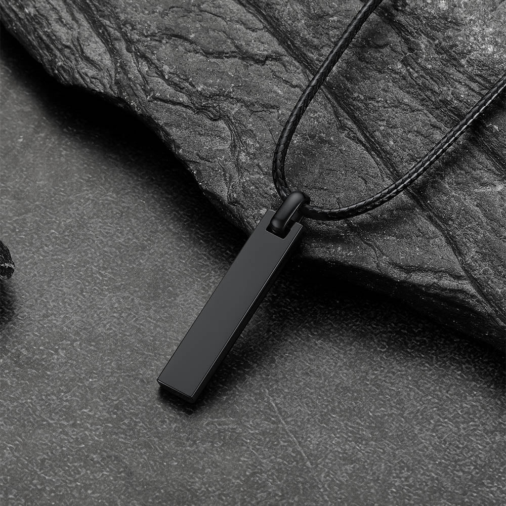 Custom Engraved Bar Braided Leather Necklace for