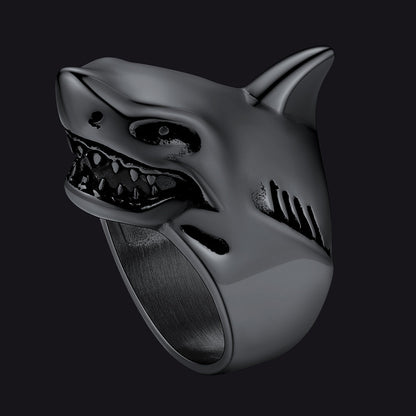Stainless Steel Gothic Shark Signet Ring for