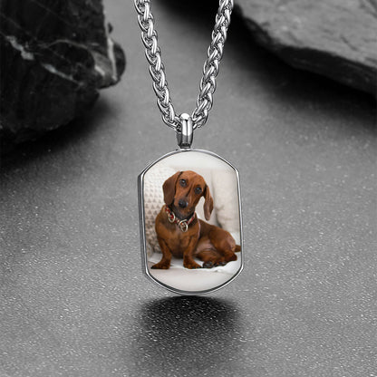 Customized Cremation Picture Urn Pet Ashed Dog Tag Necklace for Dog