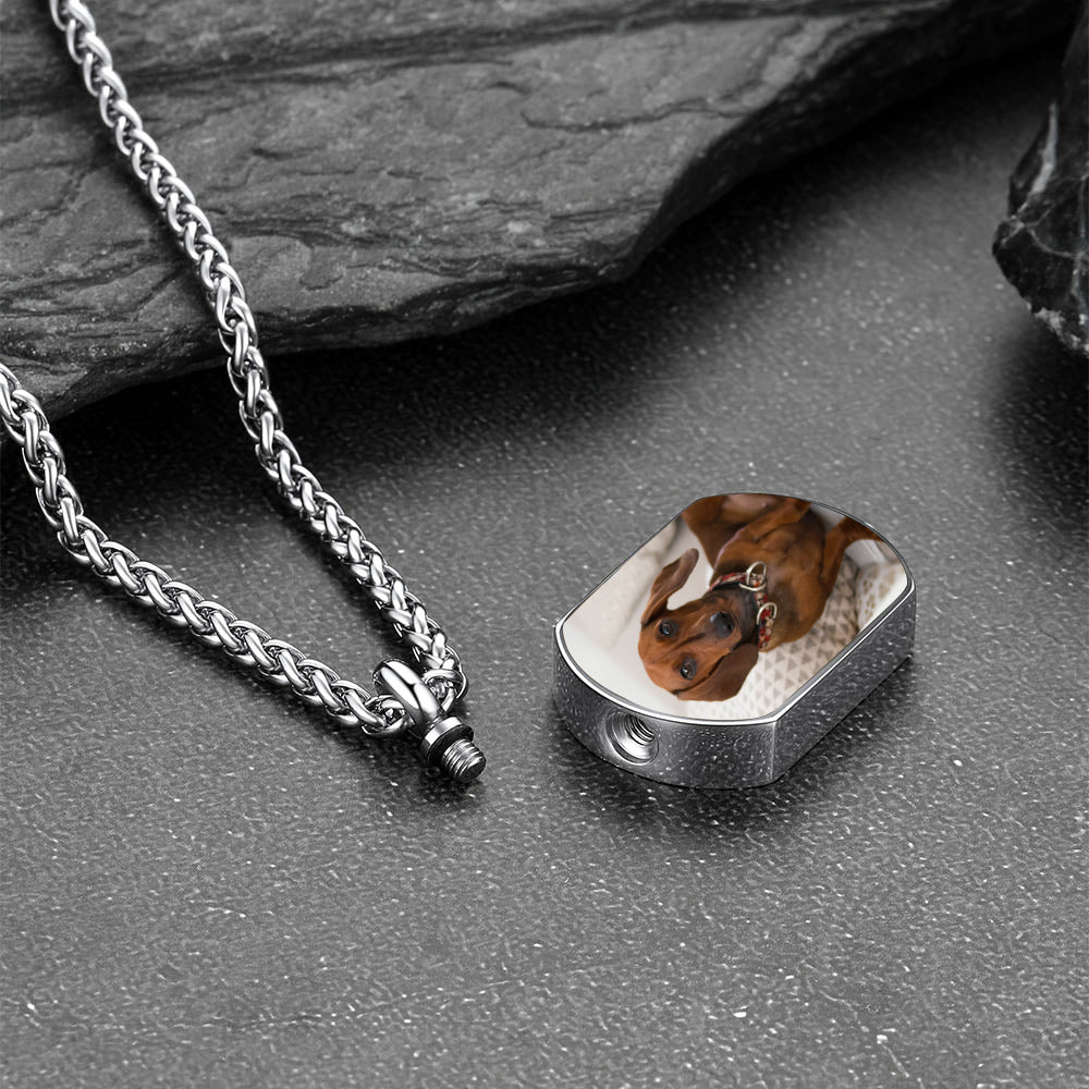 Customized Cremation Picture Urn Pet Ashed Dog Tag Necklace for Dog