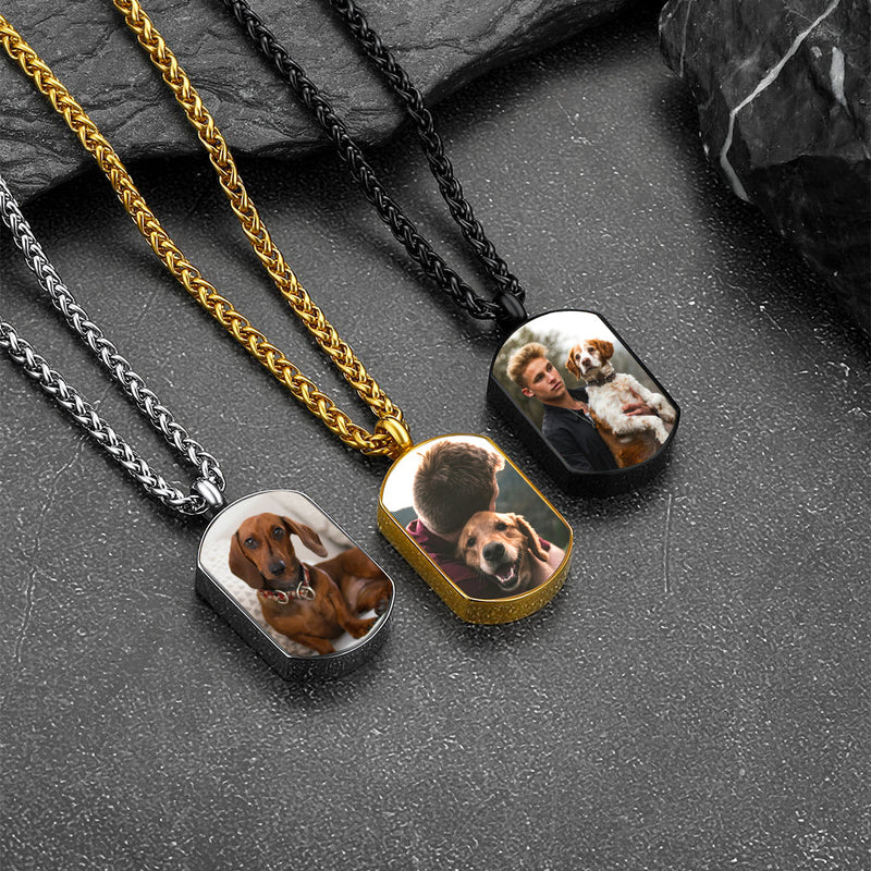 Customized Cremation Picture Urn Pet Ashed Dog Tag Necklace for Dog