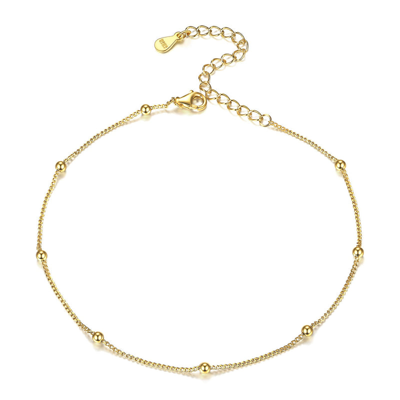 925 Sterling Silver Anklet With Beaded for
