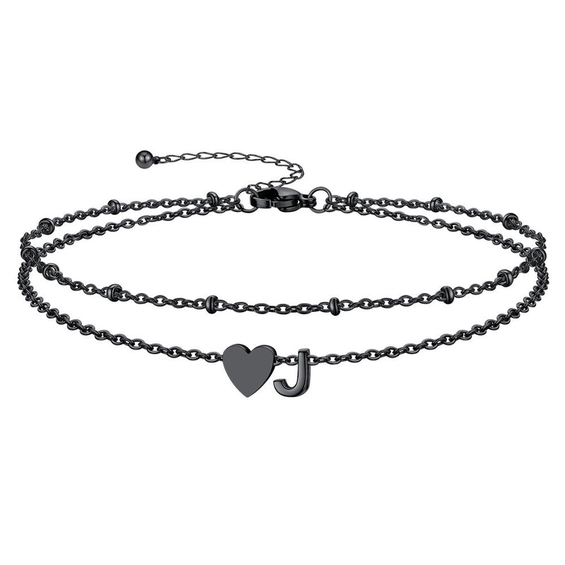 Initial Heart Layered Anklet With Heart for